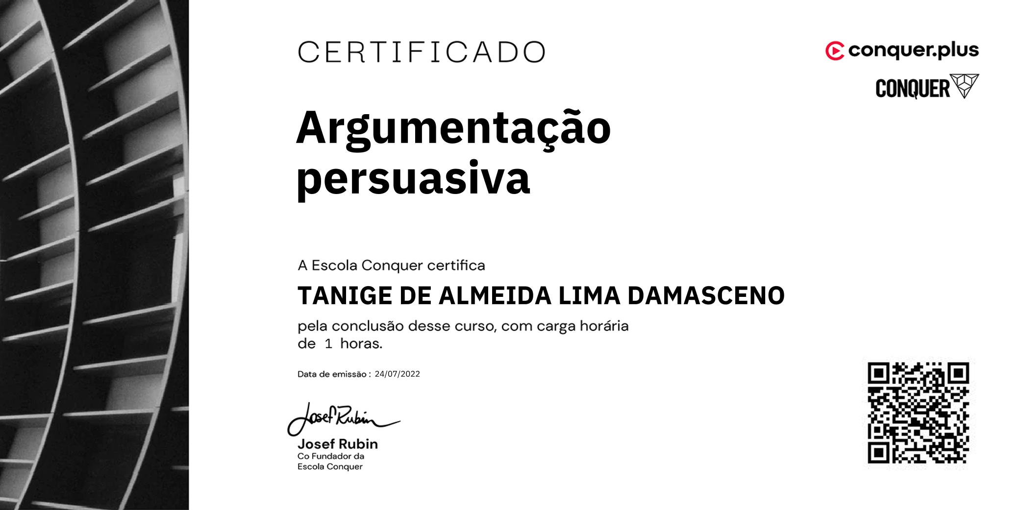 Certificado de Argumentação persuasiva